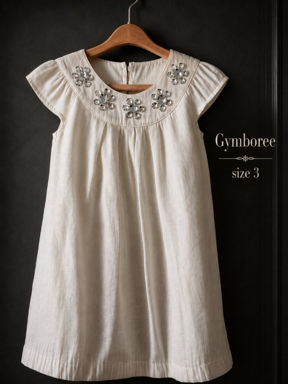 Gymboree Fairy Wishes Girls Off-White Embellished Cap-Sleeve Dress lined size 3